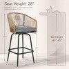 HOMEFUN Bar Stools Set of 2, 2-Piece Patio Bar Stools with Armrests, All Weather Rattan Bar Chairs with Backrest - 2 of 4