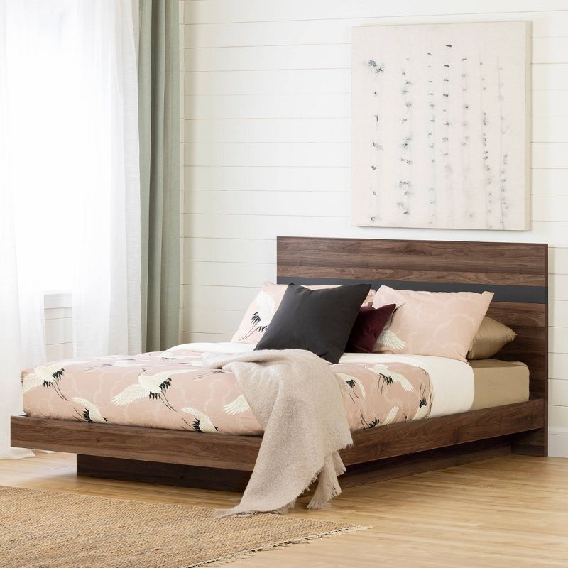 Queen Olvyn Complete Bed Natural Walnut/Charcoal - South Shore, 3 of 10
