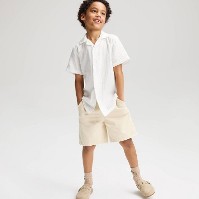 Cat & Jack Boys' Short Sleeve Embroidered Fish Button-Down Shirt - Cat & Jack™ White M — фото 3