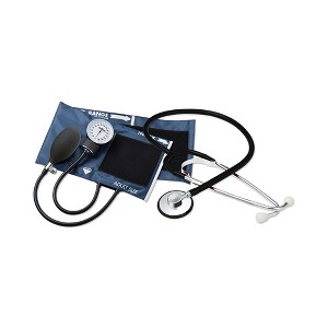 McKesson Adult Black Pocket Reusable Aneroid / Stethoscope Set 2-Tubes 775-660-11ANMM 1 Each - 1 of 4