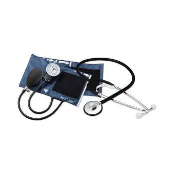 McKesson Adult Black Pocket Reusable Aneroid / Stethoscope Set 2-Tubes 775-660-11ANMM 1 Each