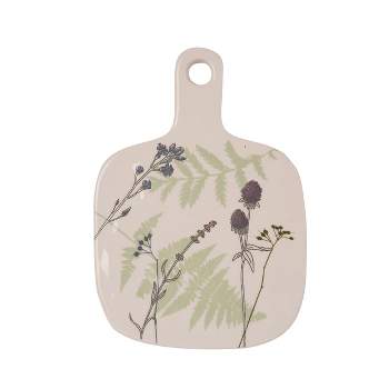 Transpac Dolomite 9.06 in. White Spring Pressed Floral Cheese Board