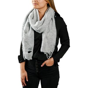 Pavilion Gift Company - Misty Fog - 78" x 14.5" Ripped Scarf - Sweaters and Shawls - 1 of 4