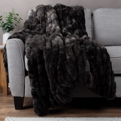 Queen Black Faux Fur Machine Washable Blanket