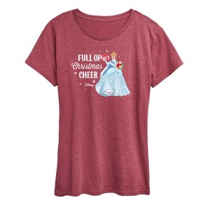 Women's - Disney - Full Of Christmas Cheer Cinderella Short Sleeve Graphic T-Shirt - 1 of 4