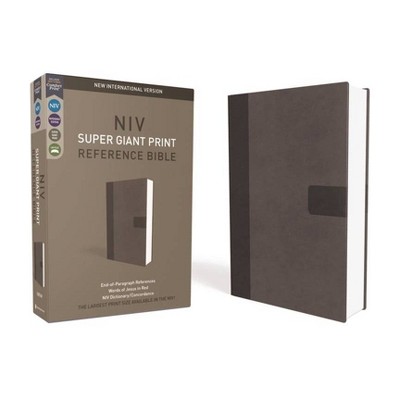 NIV, Super Giant Print Reference Bible, Giant Print, Imitation Leather, Gray, Red Letter Edition - Large Print by  Zondervan (Leather Bound)