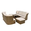 Yami 5-piece Wicker Patio Conversation Set with Cushions, Outdoor Furniture Set with Coffee Table, Loveseat Sofa and Ottoman - Maison Boucle - 3 of 4