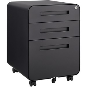 Vynxaria 3-Drawer Mobile File Cabinet - Versatile Utility Storage Cabinets with Lock and Anti-Tilt Design (Black) - 1 of 4
