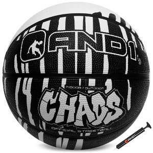 AND1 Rubber Basketball & Pump (Drip Collection) - Official Size 7 (29.5”) Streetball, Made for Indoor Outdoor Games, White Drip - 1 of 4
