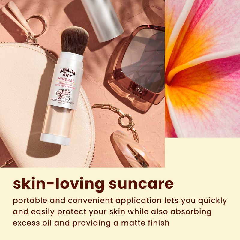 Hawaiian Tropic Mineral Skin Nourishing Sunscreen Powder Brush - SPF 30 - 0.15oz, 4 of 13