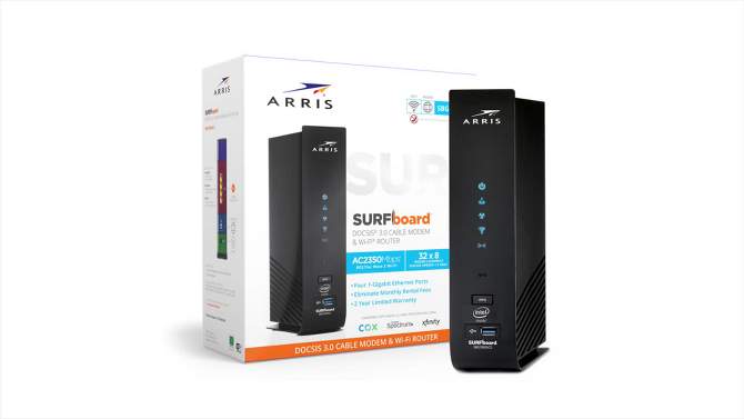 ARRIS SURFboard 32x8 DOCSIS 3.0 Wi-Fi Cable Modem, Model SBG7600 (Black), 2 of 7, play video