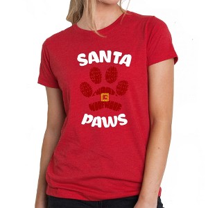 LA Pop Art Santa Paws - Women's Premium Blend Word Art T-Shirt - 1 of 4
