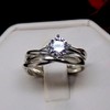 Aurora Wedding Ring Set for Women Sterling Cz Engagement Ring Matching Band Ginger Lyne Collection - 3 of 4