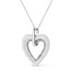 Haus of Brilliance Silver Prong-Set Diamond Accent Double Heart Pendant Necklace - 3 of 4