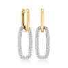 Ross-Simons 0.50 ct. t.w. Diamond Hoop Drop Earrings in Sterling Silver and 14kt Yellow Gold - 2 of 3