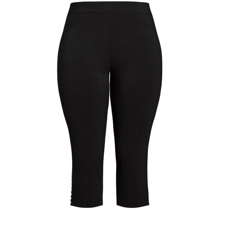 Women's Plus Size Super Stretch Split Hem Capri - black | AVENUE, 3 of 4