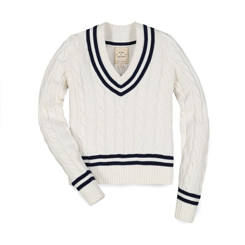 Hope & Henry Womens' Organic Cotton V-Neck Cricket Sweater, 4 of 10