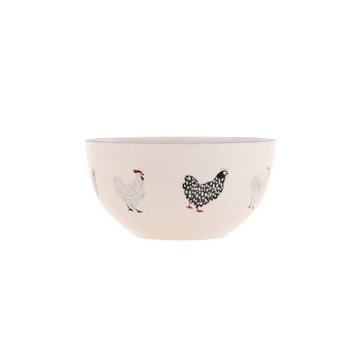 White Ceramic Farmhouse Chicken Graphic 16-Piece Dinnerware Set