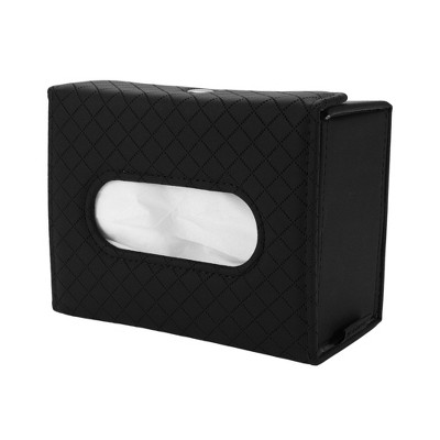 Unique Bargains Universal Car Tissue Holder Tissues Box Cover Car Backseat Extra Large Tissue Organization Faux Leather Black