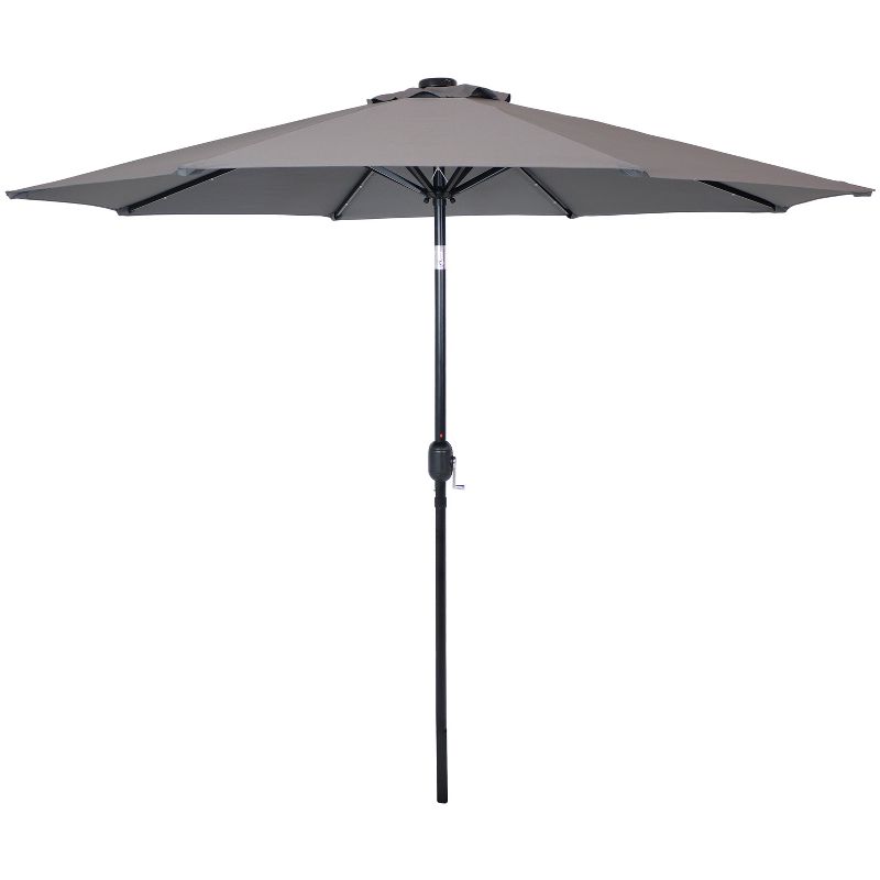 Sunnydaze Outdoor Aluminum Pool Patio Umbrella with Solar LED Lights, Tilt, and Crank - 9', 1 of 14
