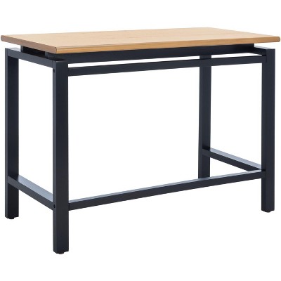 Industrial Black and Natural Wood Writing Desk