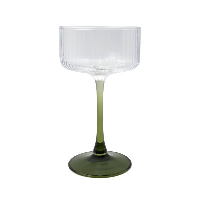 8.2 fl oz Ribbed Coupe Glasses Green - Bullseye's Playground™