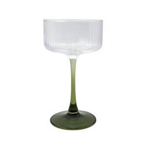 8.2 fl oz Ribbed Coupe Glasses Green - Bullseye's Playground™ - 1 of 3