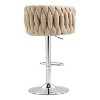 CAVINAS 25"-31"Luxury Velvet Bar Stools,Set of 2,Swivel Barstools with Adjustable Mechanical Lifting,Counter Height Stools,Woven Back&Footrest - 4 of 4