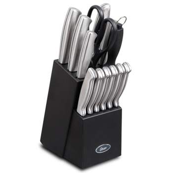 Oster Godfrey 5-Piece Stainless-Steel Cutlery Set, Black/Wood Print