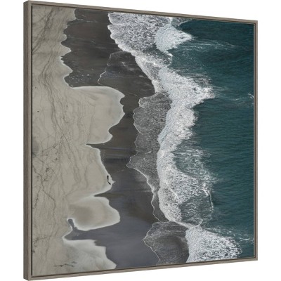 Running Waves Framed Canvas Beach Scene Wall Art, 30" x 30"