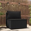 vidaXL Patio Middle Sofa with Cushions, Weather-Resistant Black Poly Rattan Material, Flexible Modular Design, Comfortable Outdoor Seating Solution - 2 of 4