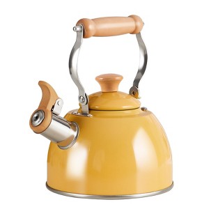 Itopfox Tea Kettle with Cool Touch Ergonomic Handle, Stainless Steel Stovetop Teapot Whistling Kettle for Tea Coffee, Hot Beverages, 1.6 Quart Yellow - 1 of 4