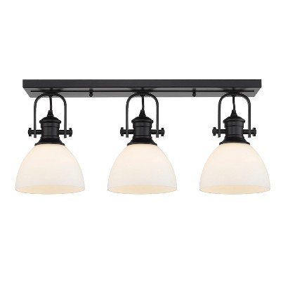 Golden Lighting Hines 3-light Semi-flush In Matte Black With Opal Glass ...