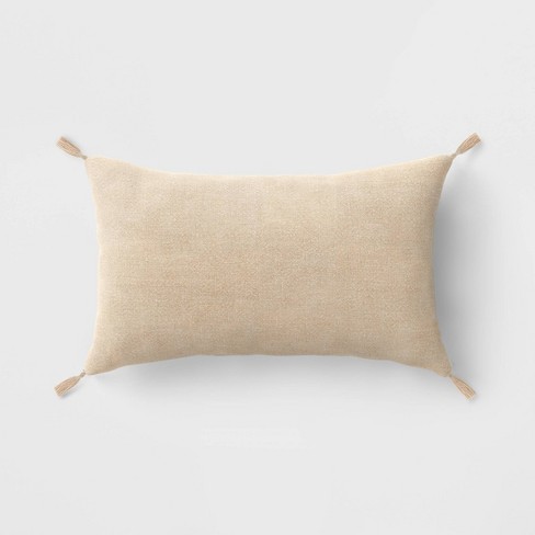 Washed Linen Lumbar Throw Pillow with Tassels - Threshold™ - image 1 of 4