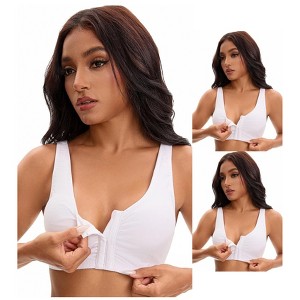 INSPIRE CHIC Women's Front Closure Adjustable Strap Wirefree Full Coverage Soft Workout Bras 3 Packs - 1 of 4