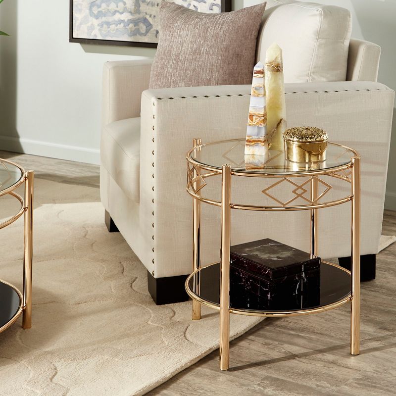 Hardin Metal End Table with Black Tempered Glass Rose Gold Finish - Inspire Q, 2 of 7