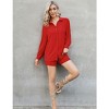 WhizMax Women's Casual 2 Piece sets Long Sleeve Button Down Shirt High Waist Drawstring Short Outfit sets - 4 of 4