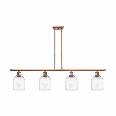 Bella - 4 Light Stem Hung Island In Industrial Style-10 Inches Tall and 48 Inches Wide