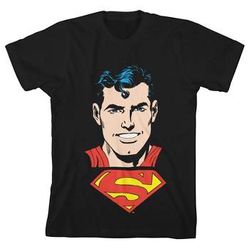 DC Comic Book Superman Black Graphic Tee Shirt Toddler Boy to Youth Boy