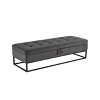 GDFStudio Madeline Modern 58.6" Metal and Velvet Button Tufted Upholstered Rectangle Storage Bench - 4 of 4