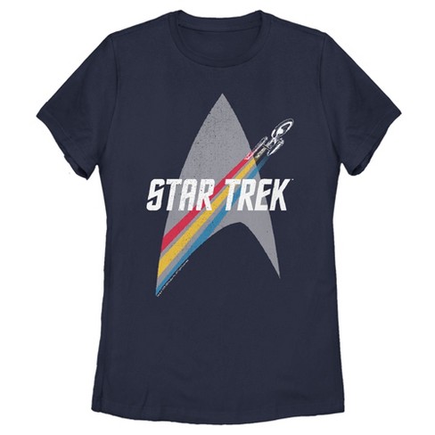 Women's Star Trek Enterprise Starfleet Rainbow Streak T-shirt - Navy ...