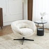 Modern 360° Swivel Office Chair,Chenille Upholstered Lounge Chair With Metal Base,Round Living Room Armless Swivel Chair-Coolbibila - 2 of 4
