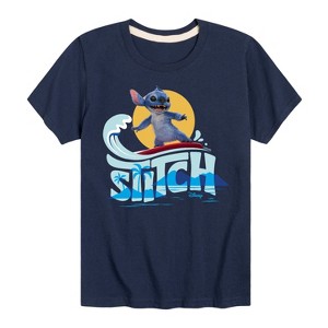 Boys' - Lilo And Stitch - Stitch Surfing Short Sleeve Graphic T-Shirt - 1 of 3