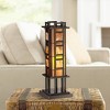 Robert Louis Tiffany Prairie Mission Accent Table Lamp 20" High Bronze Geometric Metal Amber Stained Glass for Bedroom Living Room Bedside Nightstand - 2 of 4