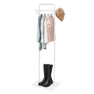 YIYIBYUS Black Clothing Racks with Shelf, Heavy Duty Free-Standing Metal Garment Rack for Hanging Clothes, Modern Coat Rack Entryway - 1 of 4