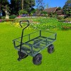 FURNIinspire Wheelbarrows And Lawn Carts Wagon Cart Garden Cart With Four Wheels, Utility Cart For Transportation, Green, 41“*20"*40" - 4 of 4