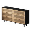 APRILSOUL Black Rattan 6 Drawers Dresser, Natural Woven Fronts, Deep Storage, Multi-Room Cabinet for Bedroom, Living Room - 3 of 4