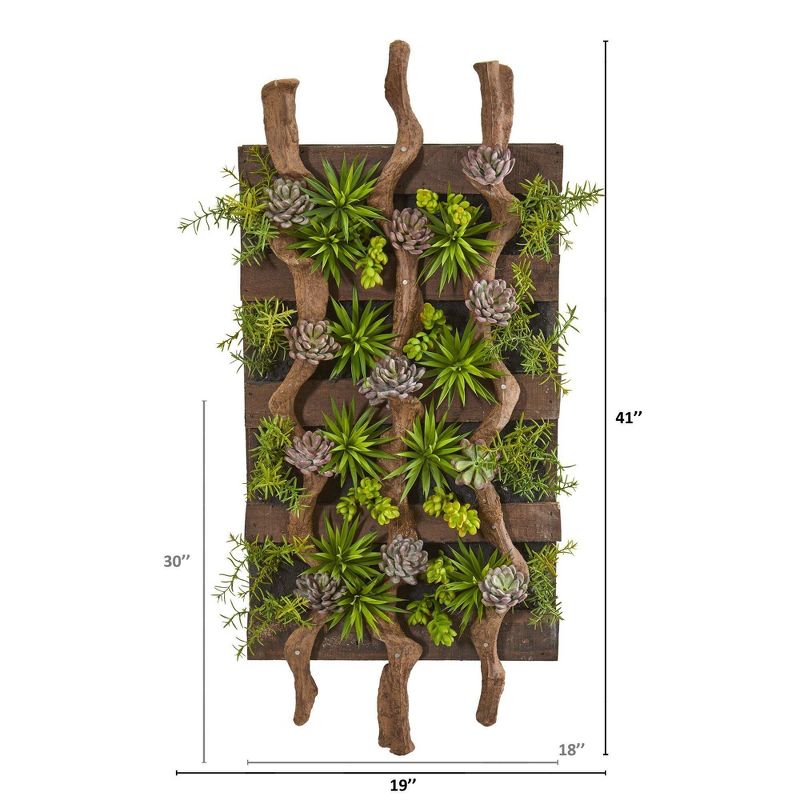 Nearly Natural 41-in x 19-in Mixed Succulent Artificial Living Wall, 2 of 3