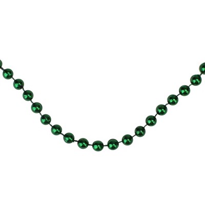 Northlight 15' x 0.25" Shiny Metallic Emerald Green Beaded Artificial Christmas Garland - Unlit