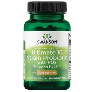 Swanson Ultra Dr. Stephen Langer's Ultimate 16 Strain Probiotic w/ FOS, Supports Digestive & Colon Health, 3.2 billion CFU per Capsules (60 Veg Caps). - 1 of 4